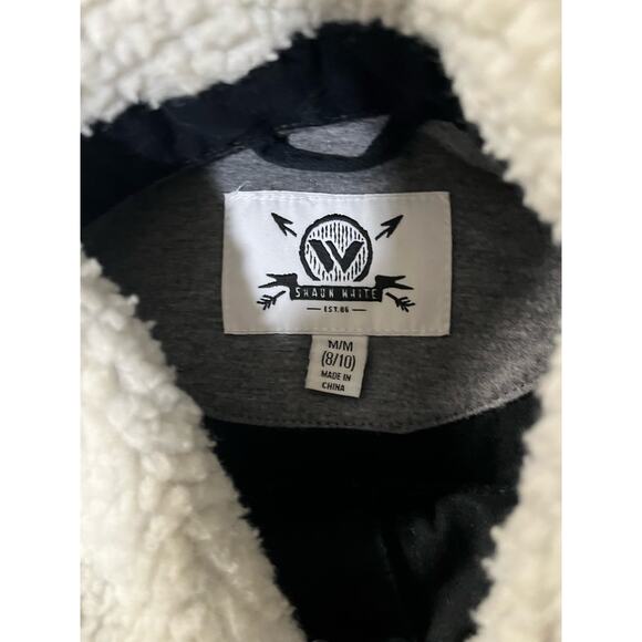 Shaun White Denim Jacket Youth Medium Black Faux Fur Collar Button Up - Picture 3 of 3
